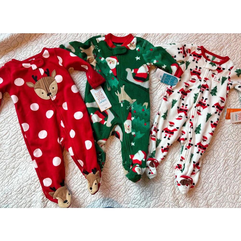 Carters / Just One You‎ Christmas Themed Footed PJs Size 3 Months #408